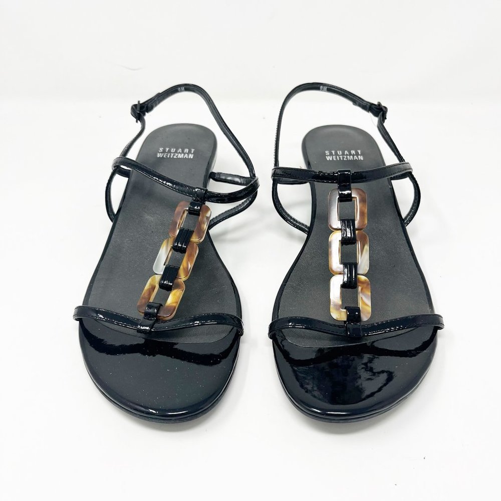 Stuart Weitzman  Conchita black soft patent Womens Size 9 Sandals - Picture 2 of 10